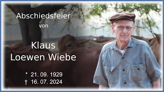 Abschiedsfeier von Klaus Loewen Wiebe [upl. by Asilahs357]