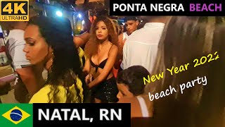 2022 New Years beach party in Brazil Ponta Negra beach in Natal Rio Grande do Norte Brazil [upl. by Aivlis]