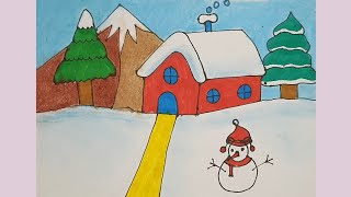 Winter Season Drawing Easy for Kids Simple drawing Easy kids drawing [upl. by Hnacogn183]