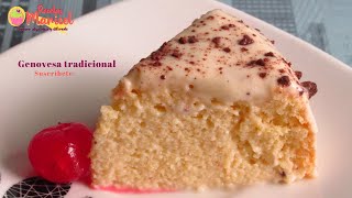 Receta de torta tres leches  Genovesa tradicional la torta húmeda más deliciosa hay 🍒 [upl. by Ynatsyd]