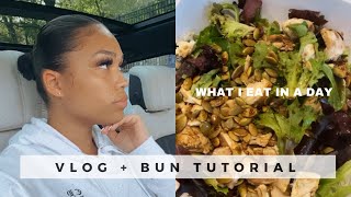 VLOG HOW TO DO A SLICK BUN  HEALTHY WHAT I EAT IN A DAY  Briana Monique [upl. by Asiulana]