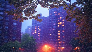 Soft Rain Falling on Leaves at Night  Beautiful and Relaxing Rain Sounds for Sleep [upl. by Tnecnivleahcim]