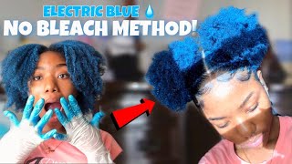 Dyeing My Natural Type 4 Hair BLUE  Two Puffs On Natural Hair  NO BLEACH METHOD [upl. by Rebna]