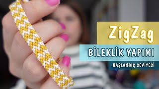 Zigzag Desenli Arkadaşlık Bilekliği Yapımı  Yeni Başlayanlar İçin Şablon Okuyarak Bileklik Yapımı [upl. by Balliol]