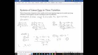 3 Variable Systems of Eqns [upl. by Umont]