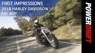 2018 Harley Davidson Fat Boy  First Ride  PowerDrift [upl. by Ydnim]