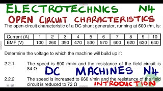 Electrotechnics N4 DC Machines Open Circuit Characteristics Introduction mathswithadmirelightone [upl. by Scheider]