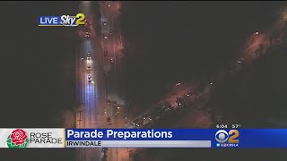 Rose Parade Floats Making The Slow Trek From Irwindale To Pasadena [upl. by Yrmac502]