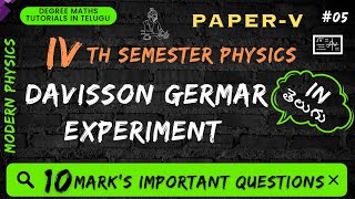 5DavissonGermers Experiment in Telugu  Modern physics  unit2 4th sem paper5 modernphysics [upl. by Blaise944]