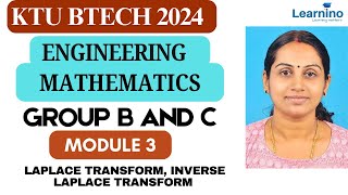 KTU BTECH 2024  GROUP B AND CMATHS  MOD 3  Laplace transform Inverse Laplace transform [upl. by Sherborn946]