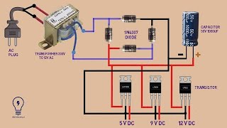 how to convert 220 v AC to DC 12 V 9V 5V  AC 240v to DC 12v converter [upl. by Jacquenette829]