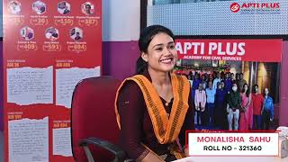 MONALISHA SAHU  RANK 440  OAS 2022  Mock Interview  APTI PLUS [upl. by Katha]