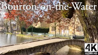 BourtonontheWater spring morning stroll  English Cotswolds village 4k walk [upl. by Ahsot]