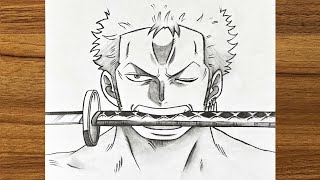 How to draw anime character for beginners  How to draw Zoro Roronoa  ONE PIECE [upl. by Anaibaf677]