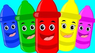 Five Little Crayons  Learn Colors  Nursery Rhymes  Kids Songs  Crayon Colors Song [upl. by Brandtr]