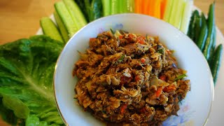 Spicy Canned Mackerel Dip Recipe Thai food อร่อยเลอค่า น้ำพริกปลากระป๋องcook with GUI [upl. by Adnoraj]