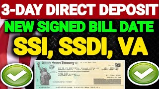 3Day Direct Deposit Of SSI SSDI VA Checks New Signed Bill Date Stimulus Check Update [upl. by Corwun828]