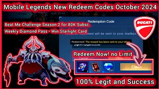 Mobile Legends Redeem Codes October 23 2024  MLBB Diamond Codes  Win Weekly Diamond Pass Soon [upl. by Meensat]