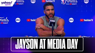 🗣️ Celtics JAYSON TATUM on what a CHAMPIONSHIP win would mean  NBA Finals Media Day  Yahoo Sports [upl. by Ahsenet]