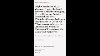 High Correlation of 22diphenyl1picrylhydrazyl DPPH Radical Scavenging Ferric R  RTCLTV [upl. by Betty]