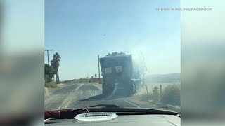 Video Smoking garbage truck that dumped burning trash sparking deadly Sandalwood Fire I ABC7 [upl. by Aidua]