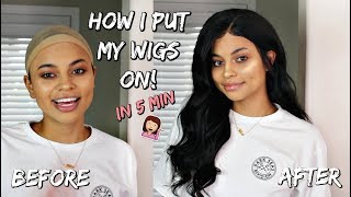 How I Put My Wigs On in 5 minutes unicehair [upl. by Swee859]