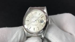 Rolex 16014 Datejust 1988 Linen Stick Dial Gold Bezel [upl. by Reiners507]