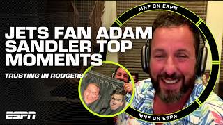 New York Jets fan Adam Sandler has FULL FAITH in Aaron Rodgers 🙌 COMPILATION  ManningCast [upl. by Helfant]