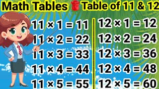 Table of 11 and 12 11 aur 12 ka Table 11 ka Table 12 ka Table Pahada 11 aur 12 tableof11and12 [upl. by Reinaldo431]