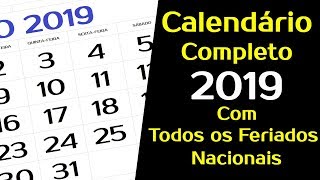 CALENDÁRIO 2019 BRASIL COM FERIADOS NACIONAIS [upl. by Anires649]