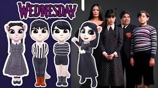 Wednesday Addams VS Gomez Addams VS Morticia Addams vs pugsley addam makeover by my talking Angela 2 [upl. by Jemie]