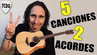 Toca 5 canciones fáciles en guitarra con solo ¡2 Acordes  Ideal para principiantes [upl. by Eanwahs844]