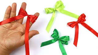 How To Make an Easy Bow With Your Fingers  Ribbon Hair Bow Tutorial  One Minute Video Shorts [upl. by Litta]