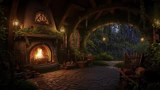 Cozy Winter Hobbit  3 Hours Sleeping with Relaxing Blizzard and Fireplace Burning [upl. by Enelyad]