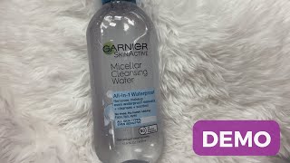 DEMO Garnier Micellar Water for Waterproof Makeup [upl. by Barth667]