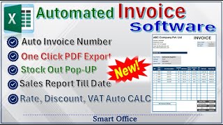 Automated Invoice Software in Excel  Auto Invoice  Export PDF Stock Out Pop Up and More [upl. by Etyam]