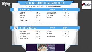 ECB  Friendly  Ottery St Mary CC XI v Oakleigh CC Glos 1st XI [upl. by Aneele]