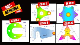 AutoCAD Practice Drawings Ex6789 amp 10  200 Drawings Series autocad autocaddrawing [upl. by Nimzzaj]