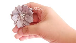 Grosgrain Ribbon Flower Tutorial for BEGINNGERS [upl. by Derr]