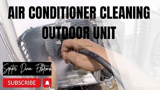 AIR CONDITIONER CLEANING OUTDOOR UNIT  HOW TO CLEAN YOUR SPLIT AC CONDENSER  AC SERVICE [upl. by Asek]