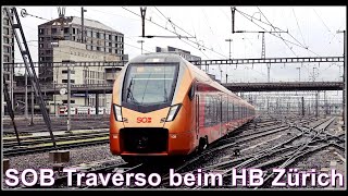 Ein SOB Traverso kommt beim Hauptbahnhof Zürich an  Stadt Zürich  Schweiz 2023 [upl. by Adliwa359]