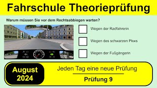 🚘 Führerschein Theorieprüfung Klasse B 🚗 August 2024  Prüfung 9 🎓📚 [upl. by Ahseryt]