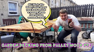 How To Do GARDEN DECKING FOR FREE Part 3 palletwoodcamper [upl. by Hairaza]