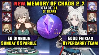 E6 Qingque Carry W Sunday amp E0 Feixiao Hypercarry 3 Stars Memory Of Chaos 11 Honkai Star Rail 27 [upl. by Rosena597]