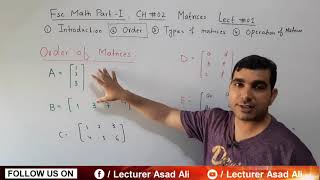 Introduction to Matrices  Fsc part 1 math lecture 1 [upl. by Melessa257]