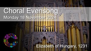 Choral Evensong  Monday 18 November 2024  Chester Cathedral [upl. by Dorelle]