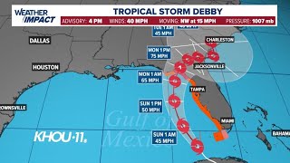 Tracking the tropics Tropical Storm Warnings in Florida as TS Debby tracks that way  Latest path [upl. by Delfeena]