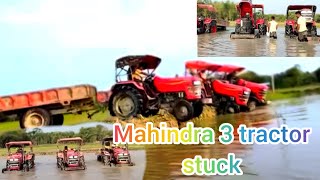 Mahindra tractor work video Tractor work with trolley in water mud tractor video [upl. by Assenev851]