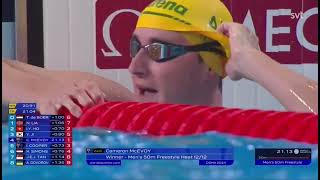 Cameron McEvoy’s 2113 50 Freestyle at the 2024 World Aquatics Championships [upl. by Elwina290]