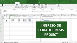 MS PROJECT  Ingreso de día feriado al calendario del proyecto [upl. by Lorimer]